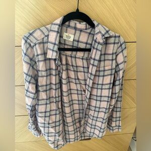 Marine Layer Pink and Blue Plaid Button Down Shirt